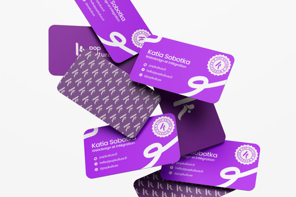Carte de visite créée pour Katia Sobotka, webdesigner et intégratrice WordPress