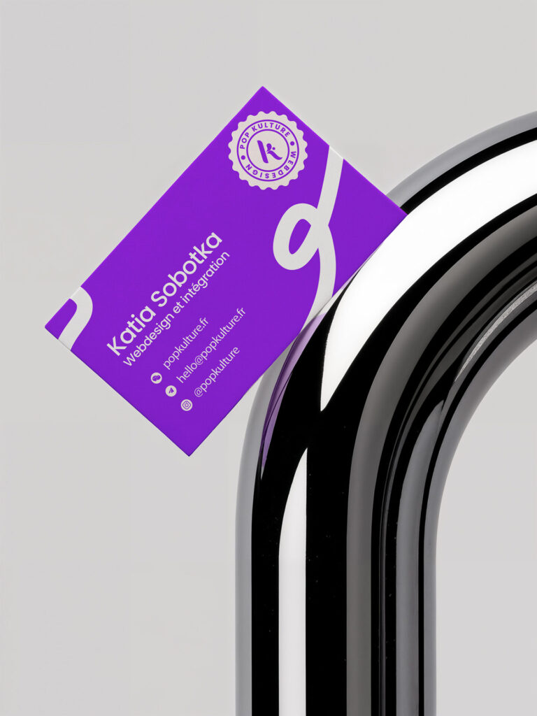Carte de visite professionnelle créée pour Katia Sobotka, webdesigner et intégratrice WordPress