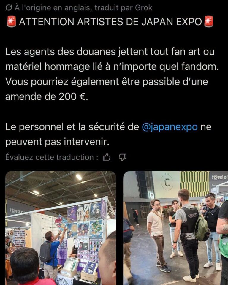 Japan Expo 2026, fanart contrefaçon, douane Japan Expo, droit d'auteur fanart, saisie fanart convention